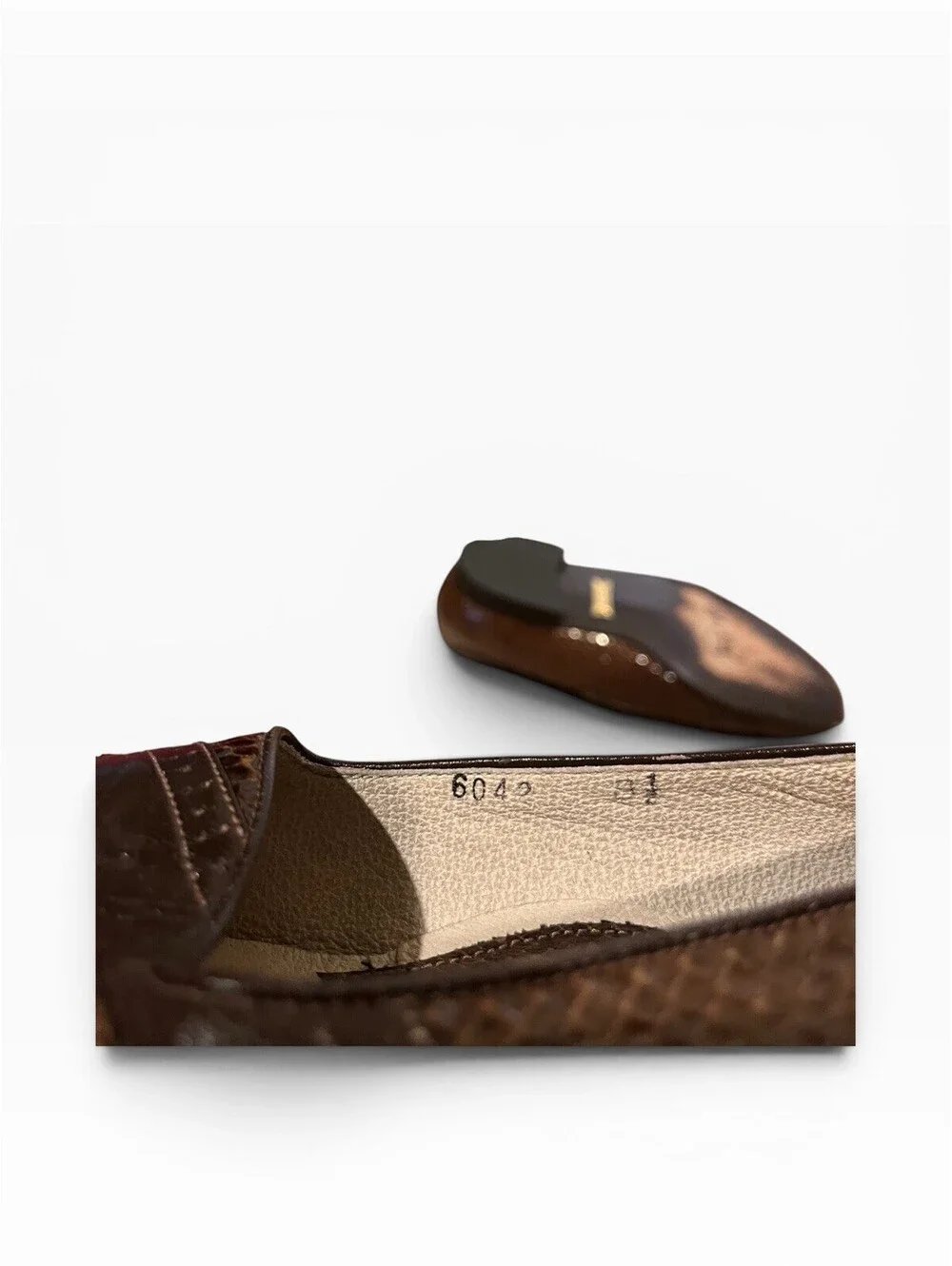 Ennegi Men's 8.5 Brown Genuine Lizard Leather Dress Loafers